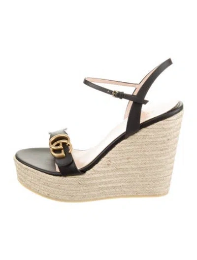 Pre-owned Gucci Leather Espadrilles W/ Tags In Black