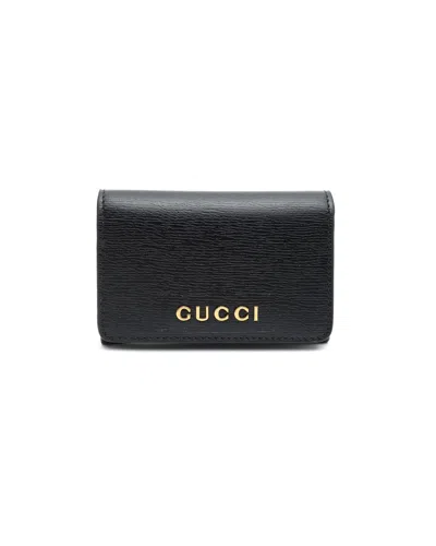 Gucci Leather Flap Card Holder In Black