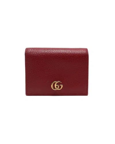Pre-owned Gucci Leather Flap Card Holder In Red