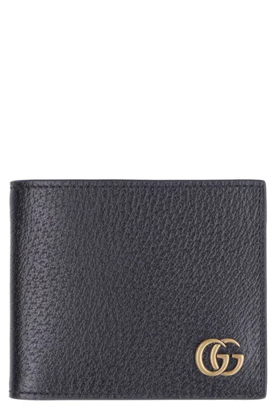 Gucci Leather Flap-over Wallet In Black
