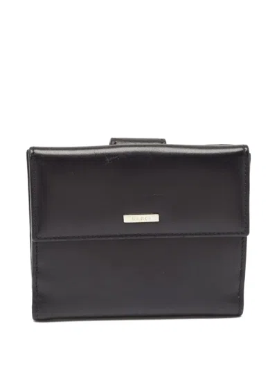 Pre-owned Gucci Leather Flap Wallet In Black