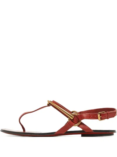Pre-owned Gucci Leather Flat Sandals