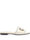 Gucci Women Leather Flat Sandals In White