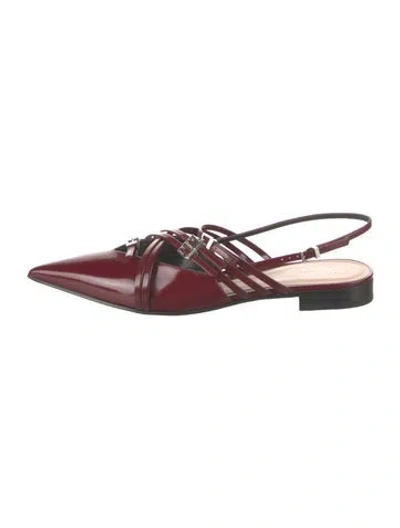 Pre-owned Gucci Leather Flats In Burgundy/red