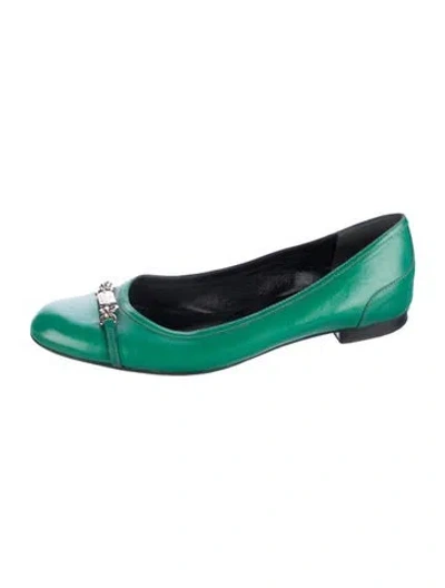 Pre-owned Gucci Leather Flats In Green