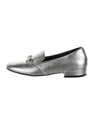 Pre-owned Gucci Babies' Leather Flats In Silver