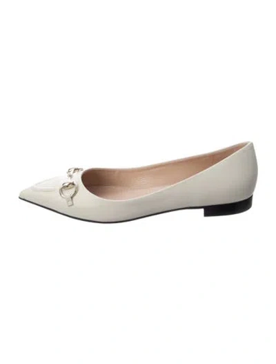 Pre-owned Gucci Leather Flats W/ Tags In White