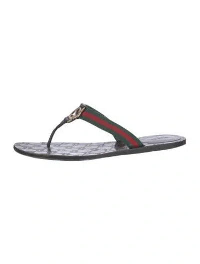 Pre-owned Gucci Leather Flip Flops In Black