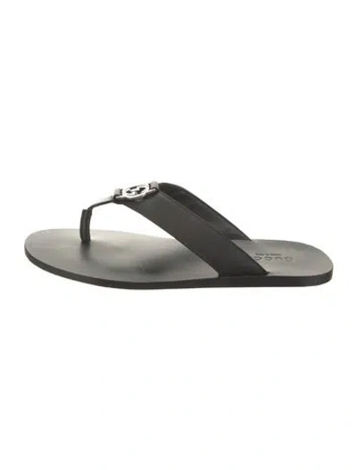 Pre-owned Gucci Leather Flip Flops In Black