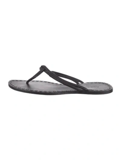 Pre-owned Gucci Leather Flip Flops In Black