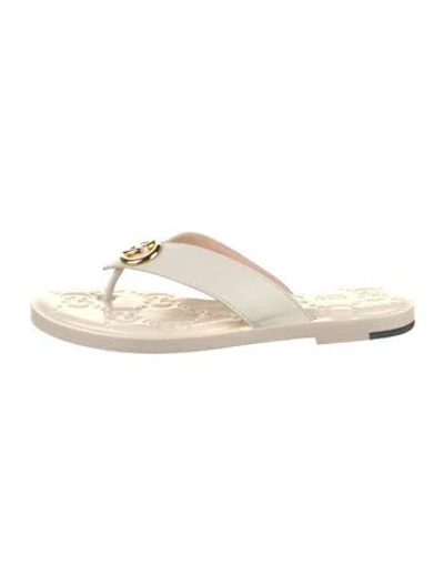 Pre-owned Gucci Leather Flip Flops In Neutrals