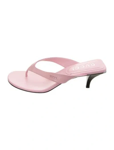Pre-owned Gucci Leather Flip Flops In Pink