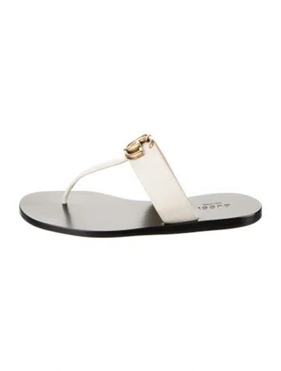 Pre-owned Gucci Leather Flip Flops In White