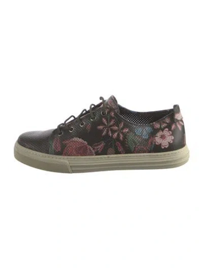 Pre-owned Gucci Leather Floral Print Sneakers In Green
