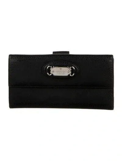 Pre-owned Gucci Leather French Purse In Black