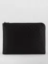 Gucci Leather Gg Emblem Clutch Rectangular Shape In Black