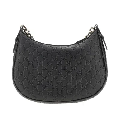 Gucci Leather 'gg Emblem' Shoulder Bag In Black