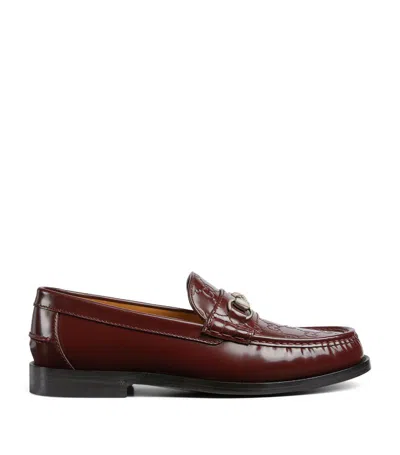 Gucci Leather Gg Horsebit Loafers In Bordeaux