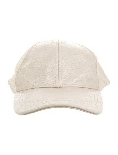 Pre-owned Gucci Leather Gg Interlocking Logo Baseball Cap In Neutrals