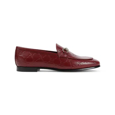 Gucci Leather Gg Jordaan Loafers For Women In Red