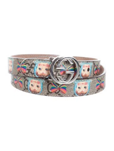 Pre-owned Gucci Kids' Leather Gg Logo Belt In Brown