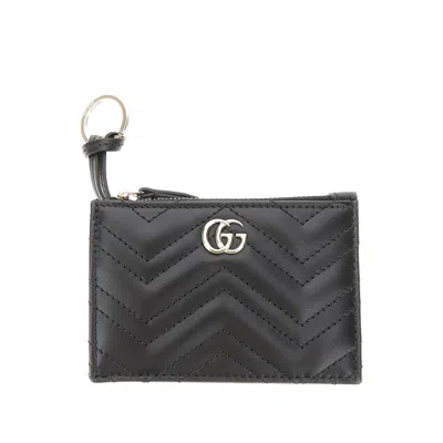 Gucci Leather Gg Marmont Key Holder In Black