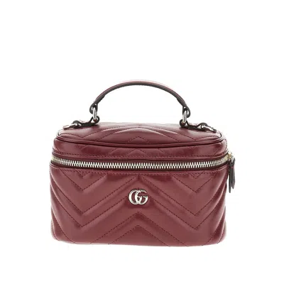Gucci Leather 'gg Marmont' Mini Vanity Bag In Red