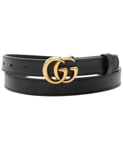 Gucci Leather Gg Marmont Slim Belt - Size 34 / 85 (authentic Pre-loved) In Pink