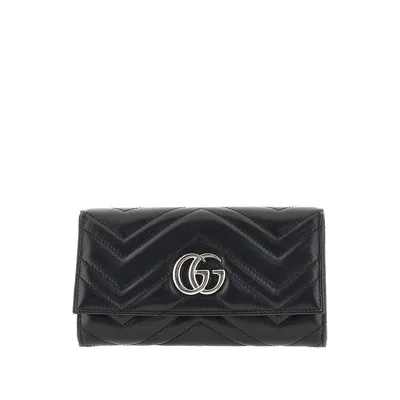 Gucci Leather Gg Marmont Wallet In Black