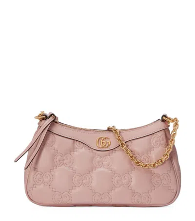 Gucci Leather Gg Matelassé Shoulder Bag In Pink