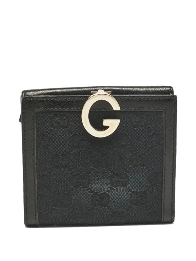 Pre-owned Gucci Leather Gg-pattern Wallet In Black