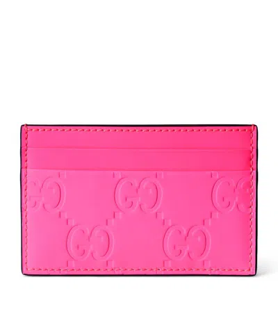 Gucci Leather Gg Rubber-effect Card Holder In Pink