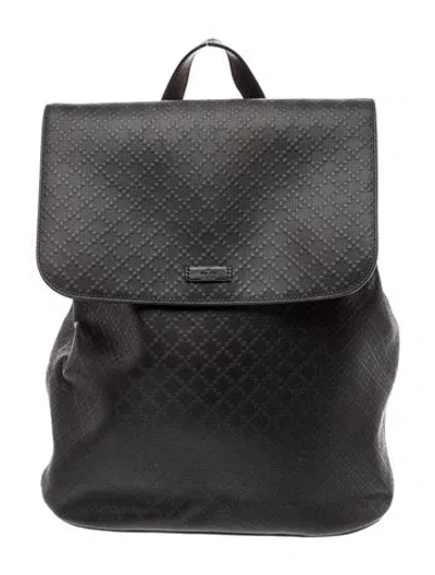 Pre-owned Gucci Leather Gg Supreme Backpack In Black