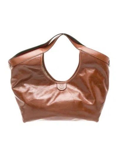 Pre-owned Gucci Leather Giglio Large In Brown