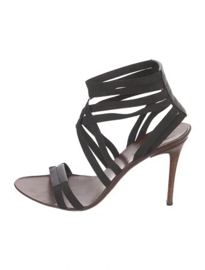 Pre-owned Gucci Leather Gladiator Sandals In Black