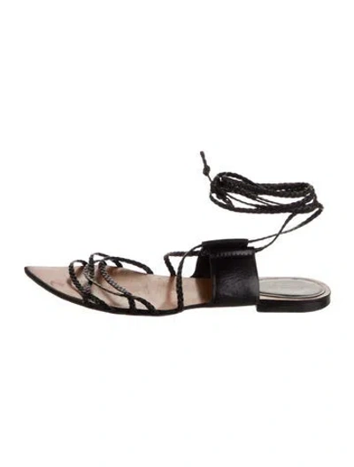 Pre-owned Gucci Leather Gladiator Sandals In Black
