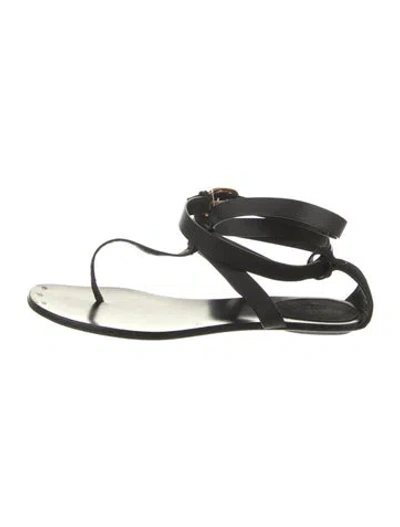 Pre-owned Gucci Leather Gladiator Sandals In Black