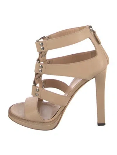 Pre-owned Gucci Leather Gladiator Sandals In Neutral