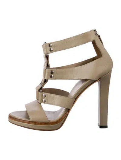 Pre-owned Gucci Leather Gladiator Sandals In Neutral