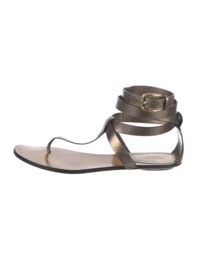 Pre-owned Gucci Leather Gladiator Sandals In Neutral