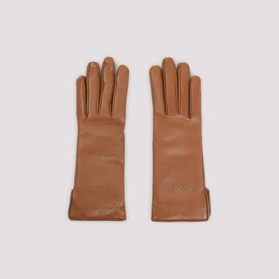 Gucci Leather Gloves In Brown