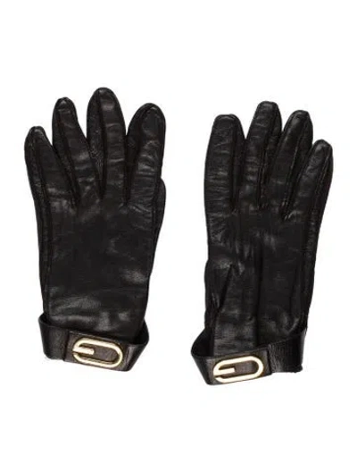 Pre-owned Gucci Leather Gloves In Black