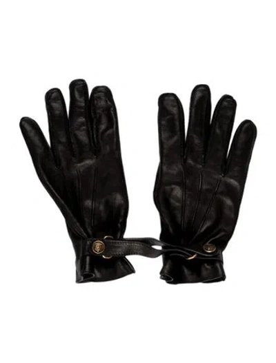 Pre-owned Gucci Leather Gloves In Black