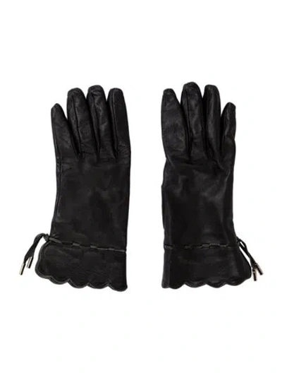 Pre-owned Gucci Leather Gloves In Black