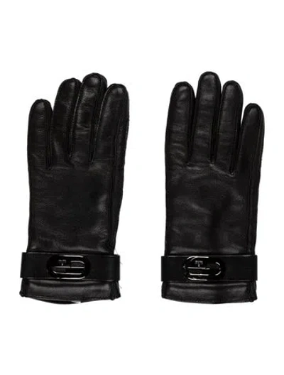 Pre-owned Gucci Leather Gloves In Black