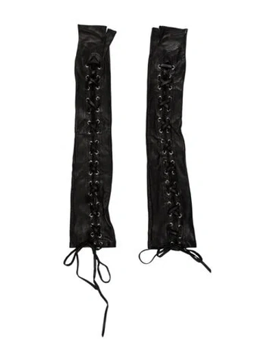 Pre-owned Gucci Leather Gloves In Black