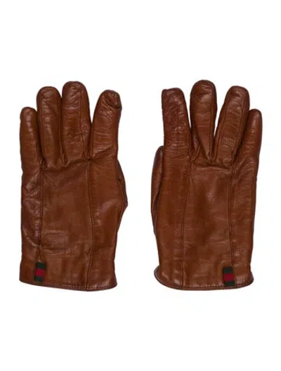 Pre-owned Gucci Leather Gloves In Brown