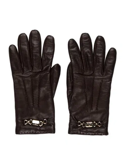 Pre-owned Gucci Leather Gloves In Brown
