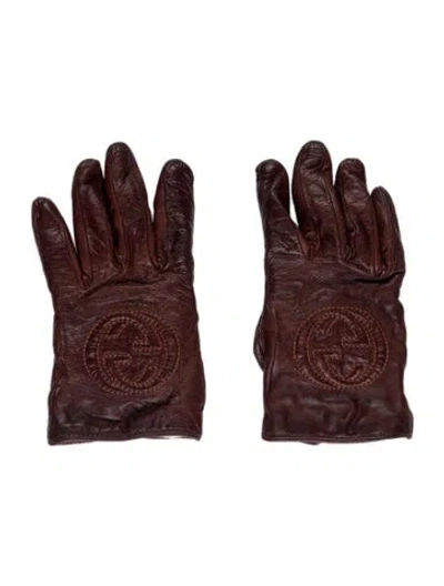 Pre-owned Gucci Leather Gloves In Brown
