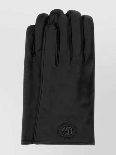 Gucci Leather Gloves Logo Detail In Black